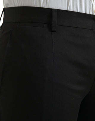 Schwarze, schmale Stretch-Anzughose aus Baumwolle