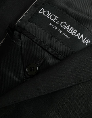 Blazer abrigo de un solo botón de lana negra con solapa