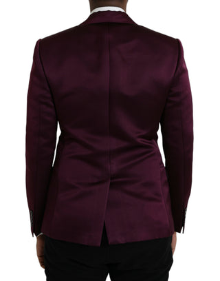 Maroonfarbener Seidenblazer mit Einzelknopfverschluss