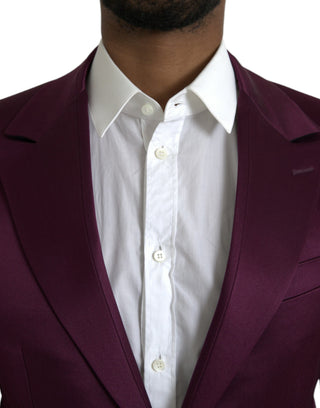 Maroonfarbener Seidenblazer mit Einzelknopfverschluss