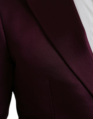 Maroonfarbener Seidenblazer mit Einzelknopfverschluss