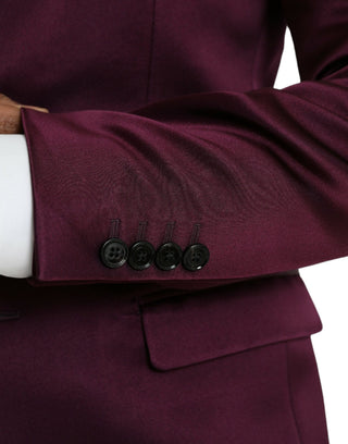 Maroonfarbener Seidenblazer mit Einzelknopfverschluss