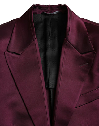 Maroonfarbener Seidenblazer mit Einzelknopfverschluss
