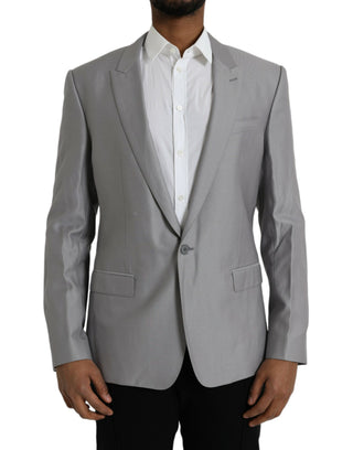 Blazer de abrigo de un solo botón de lana gris Peak
