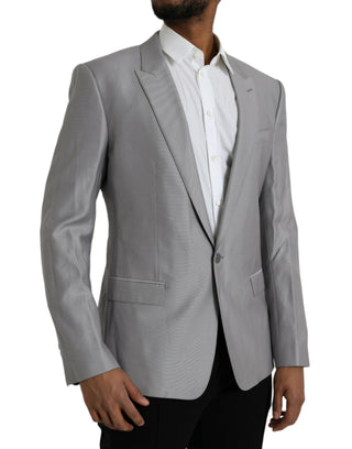 Blazer de abrigo de un solo botón de lana gris Peak