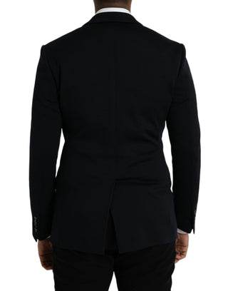 Dark Blue Wool Notch Single Breasted Coat Blazer
