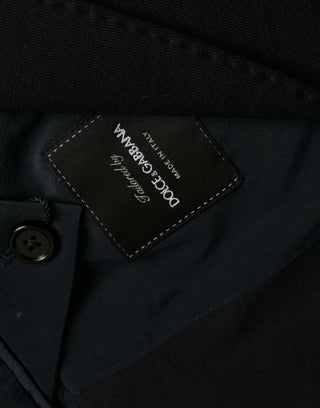 Dark Blue Wool Notch Single Breasted Coat Blazer