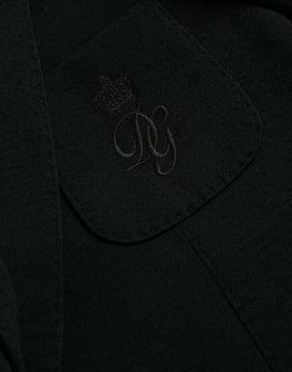 Black Wool Notch Single Breasted Coat Blazer