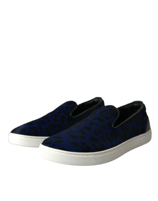 Blaue Kalbsleder-Haar-Leoparden-Sneaker