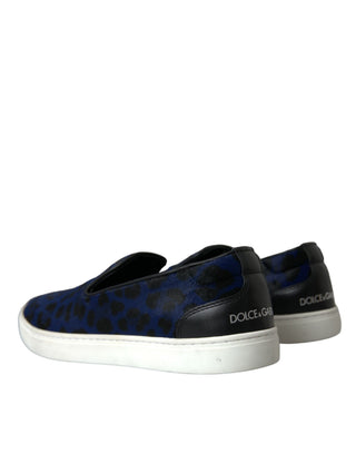 Blaue Kalbsleder-Haar-Leoparden-Sneaker