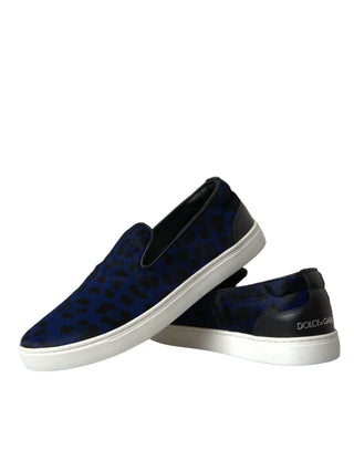 Blaue Kalbsleder-Haar-Leoparden-Sneaker