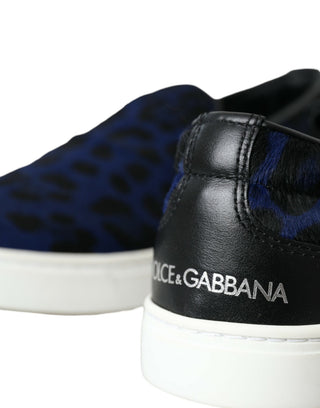 Blaue Kalbsleder-Haar-Leoparden-Sneaker