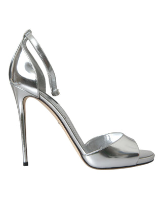 Silberne KEIRA Leder High-Heels Sandalen