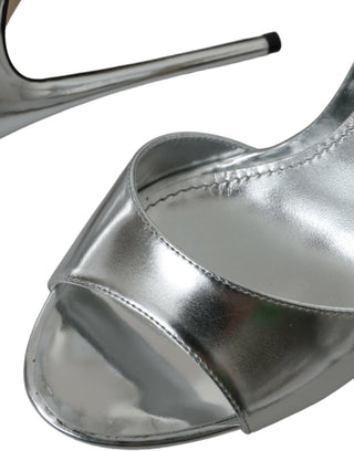 Silberne KEIRA Leder High-Heels Sandalen
