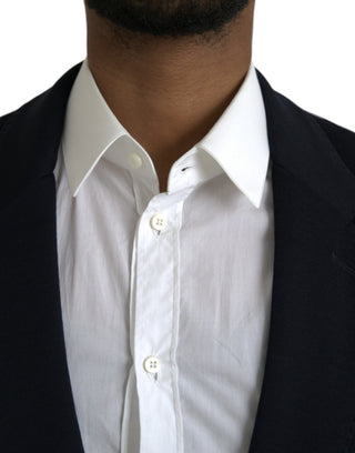 Dark Blue Wool Single Breasted Coat Blazer