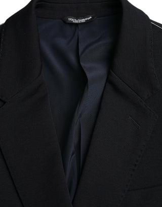 Dark Blue Wool Single Breasted Coat Blazer