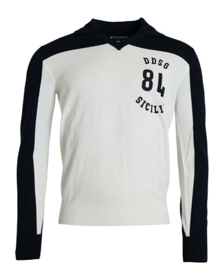 Weiß Schwarz SICILIA Henley Shirt Pullover