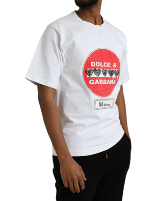 Weißes Amor Herz Baumwoll Rundhals Kurzarm-T-Shirt
