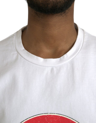 Weißes Amor Herz Baumwoll Rundhals Kurzarm-T-Shirt