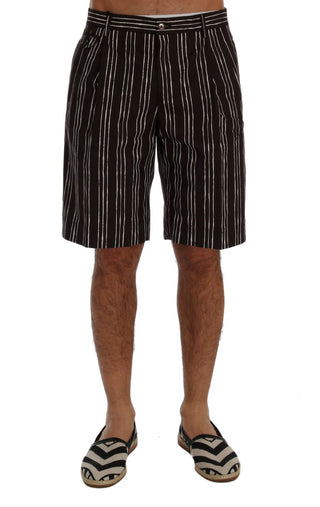 Shorts casuales de cáñamo a rayas burdeos y blancas