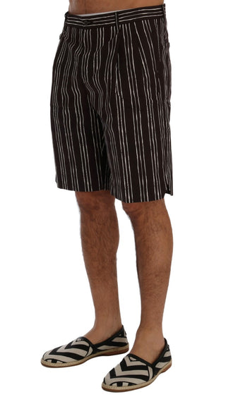 Shorts casuales de cáñamo a rayas burdeos y blancas