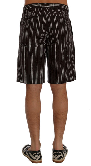 Shorts casuales de cáñamo a rayas burdeos y blancas