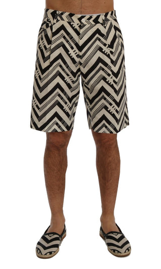 Shorts de algodón y lino a rayas blancas y negras