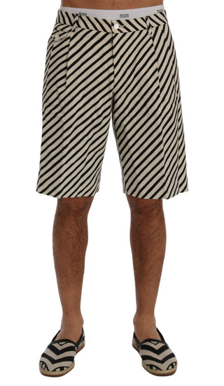 Shorts casuales de cáñamo a rayas blancas y negras
