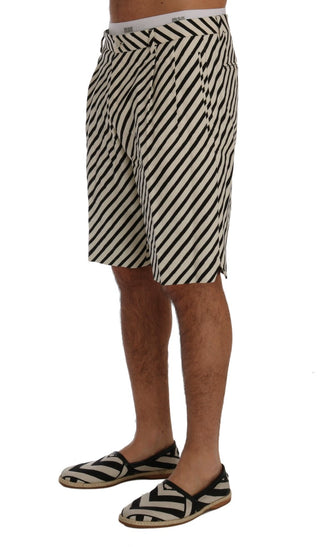 Shorts casuales de cáñamo a rayas blancas y negras