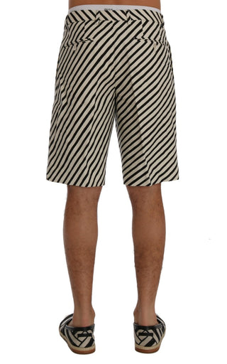 Shorts casuales de cáñamo a rayas blancas y negras