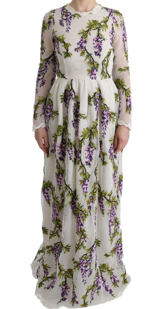 Vestido maxi bordado floral blanco
