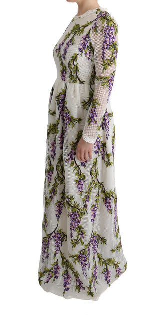 Vestido maxi bordado floral blanco