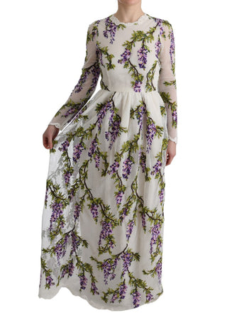 Vestido maxi bordado floral blanco