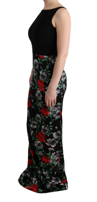 Vestido largo de corte ajustado con estampado floral multicolor