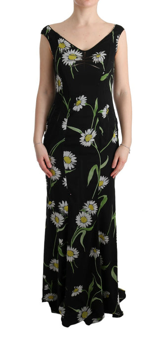 Sonnenblumen-Seiden-Stretch-Etuikleid