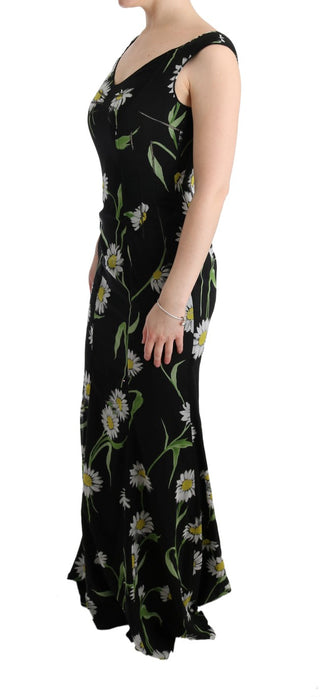 Sonnenblumen-Seiden-Stretch-Etuikleid