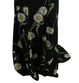 Sonnenblumen-Seiden-Stretch-Etuikleid