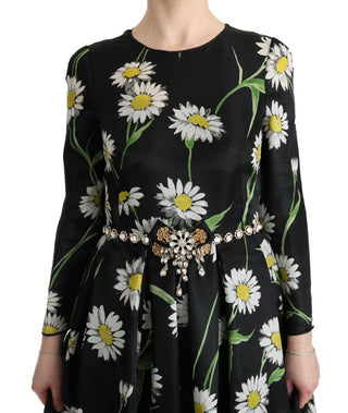 Vestido Largo de Seda con Estampado de Girasol Multicolor