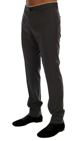 Pantalones Formales de Lana a Rayas Grises