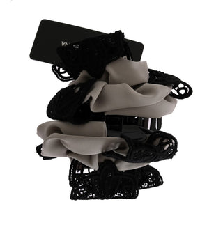 Pinza para Cabello de Seda Gris con Encaje Negro