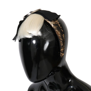 Schwarzes Kristall-Diadem-Stirnband in Weiß
