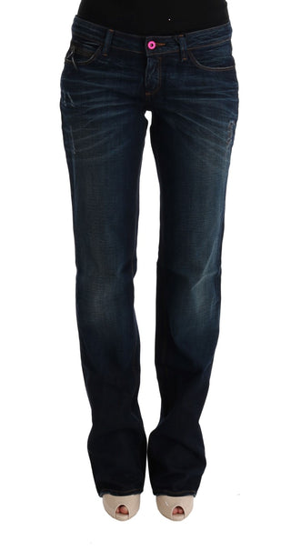 Jeans de Mezclilla de Algodón Ajustados Azules