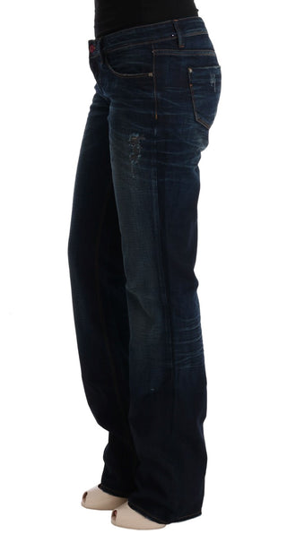 Jeans de Mezclilla de Algodón Ajustados Azules