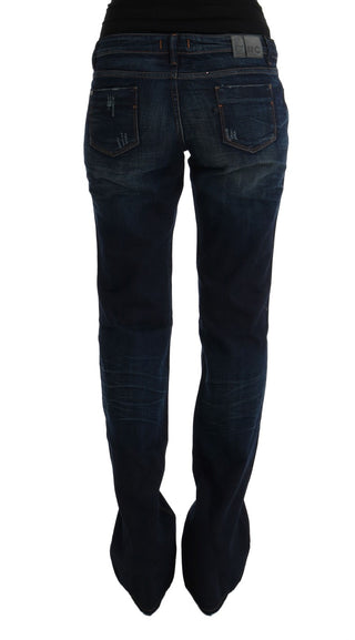 Jeans de Mezclilla de Algodón Ajustados Azules