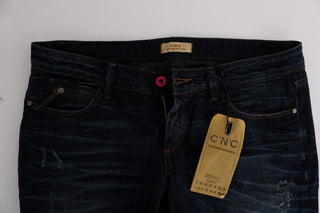 Jeans de Mezclilla de Algodón Ajustados Azules
