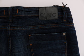 Jeans de Mezclilla de Algodón Ajustados Azules