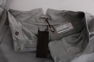 Graue Seiden-Cropped-Freizeithose