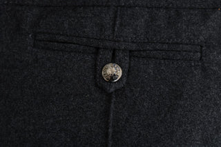Gray Virgin Wool Skinny Casual Pants