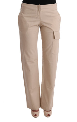 Beige Hose aus Baumwoll-Mix, reguläre Passform