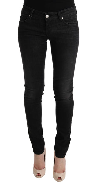 Jeans Ajustados de Algodón de Mezclilla Negros